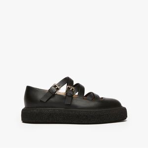 MaxMara Black ROCKBALLET Leather ballet flats with straps Platforms